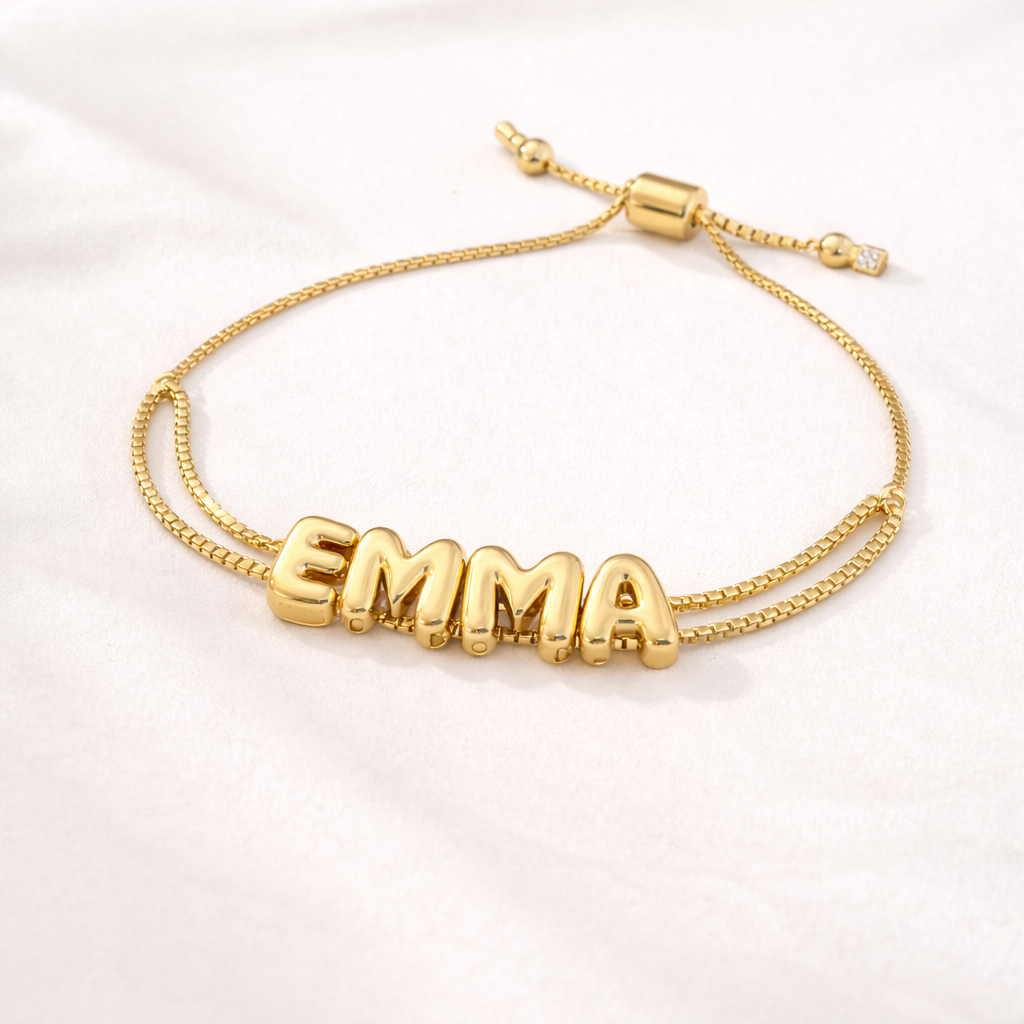 Custom Bubble Letter Bracelet – Buy 1 Get 1 Free (Add 2 to Cart)
