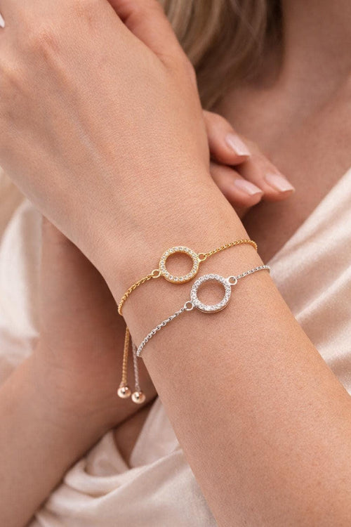 Geometric CZ Round Bracelet for Women, Minimalist Crystal Circle Charm, Everyday Jewelry