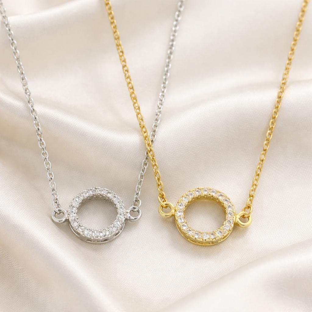 Geometric CZ Round Bracelet for Women, Minimalist Crystal Circle Charm, Everyday Jewelry