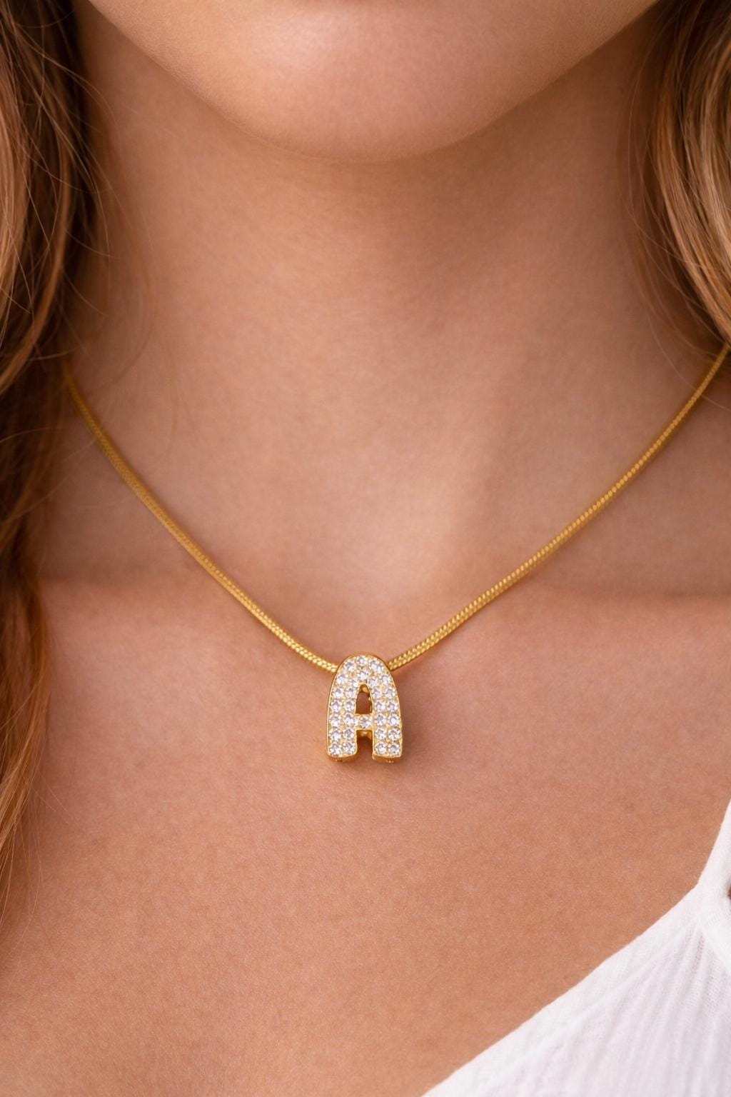 Initial Necklace A-Z, Gold Plated Stainless Steel Alphabet Letter Pendant Jewelry